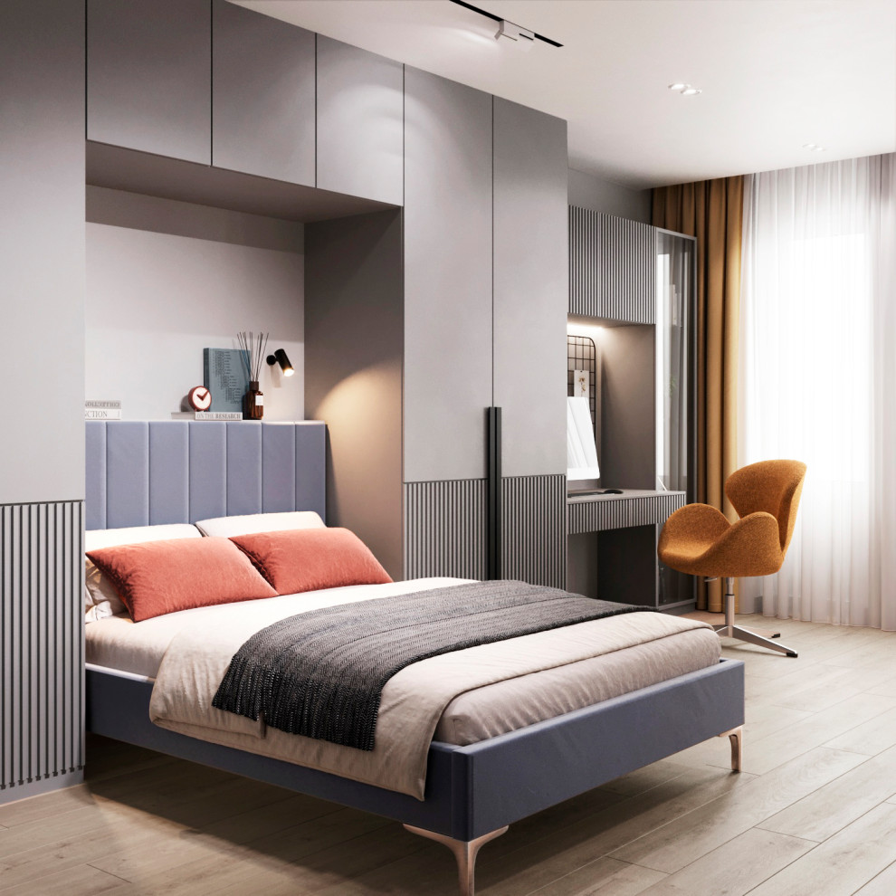 Спальня с рабочим местом для молодой девушки