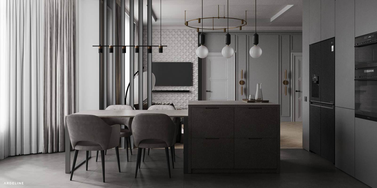 Дизайн квартиры в минималистичных серых тонах