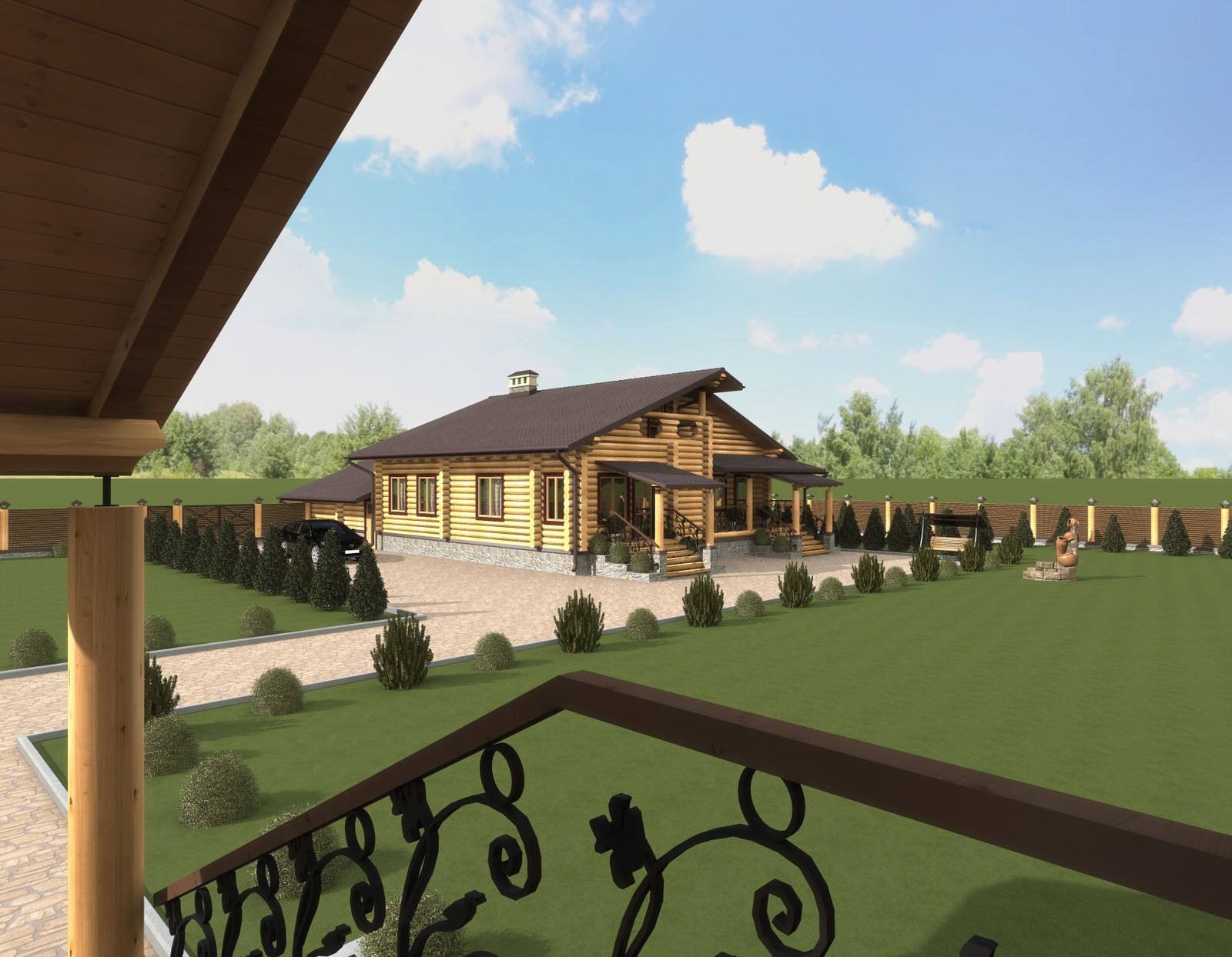 Фасад и экстерьер загородного деревянного дома