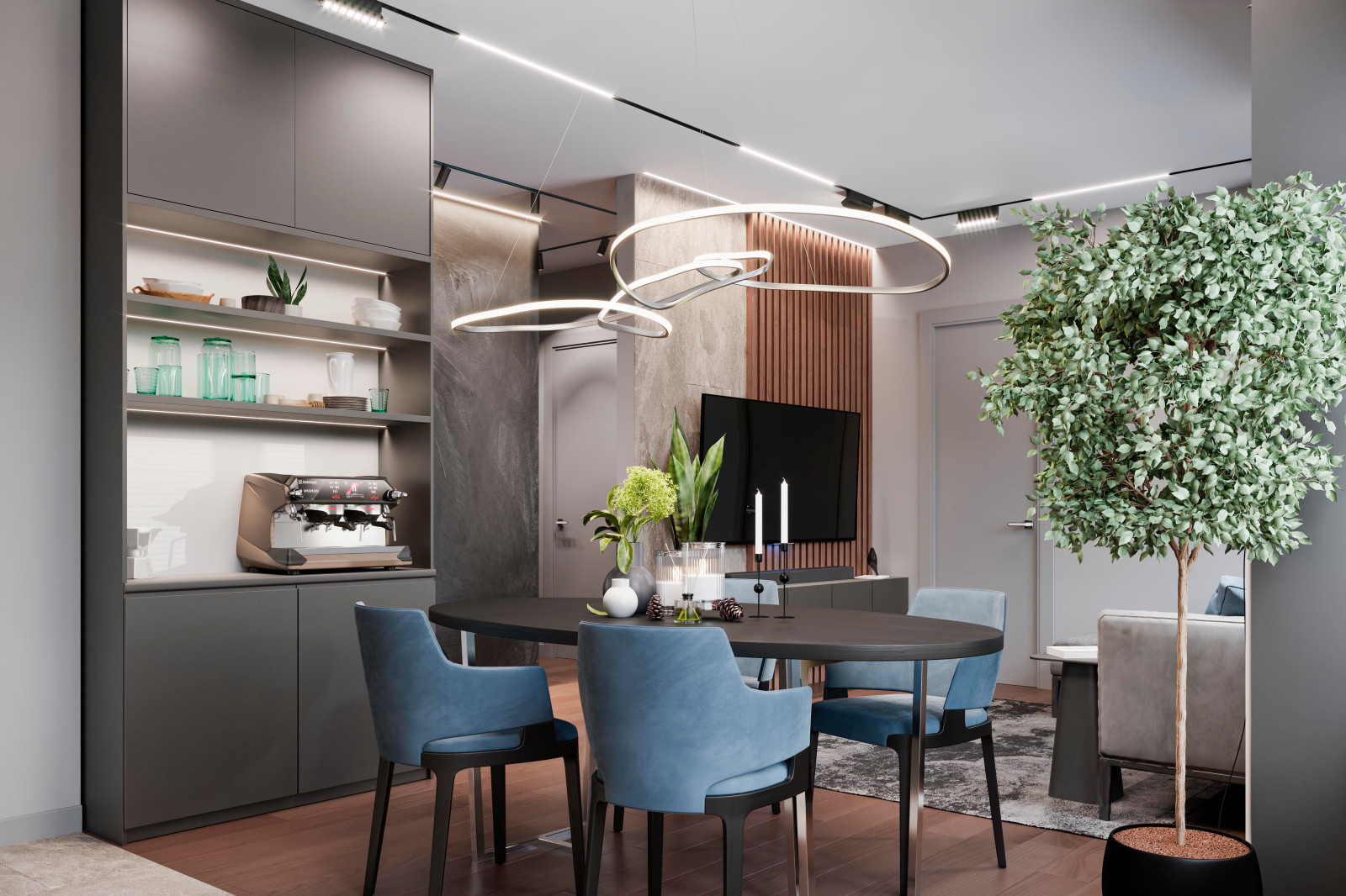 Дизайн и ремонт квартиры в ЖК «Level Амурская» — Сложный серый