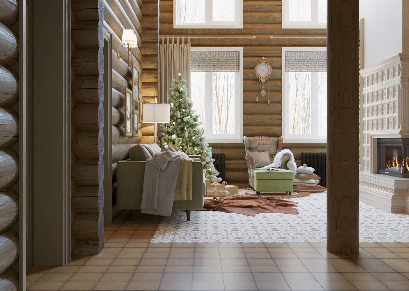 Дом  в Подмосковье. Гостиная