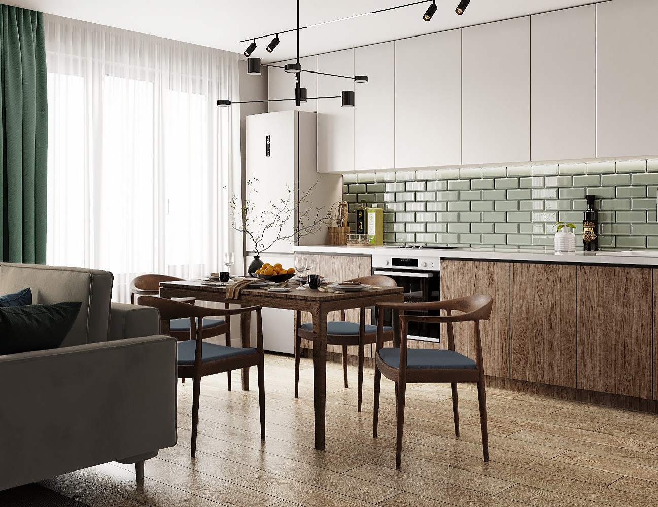 Квартира в оттенках зеленого