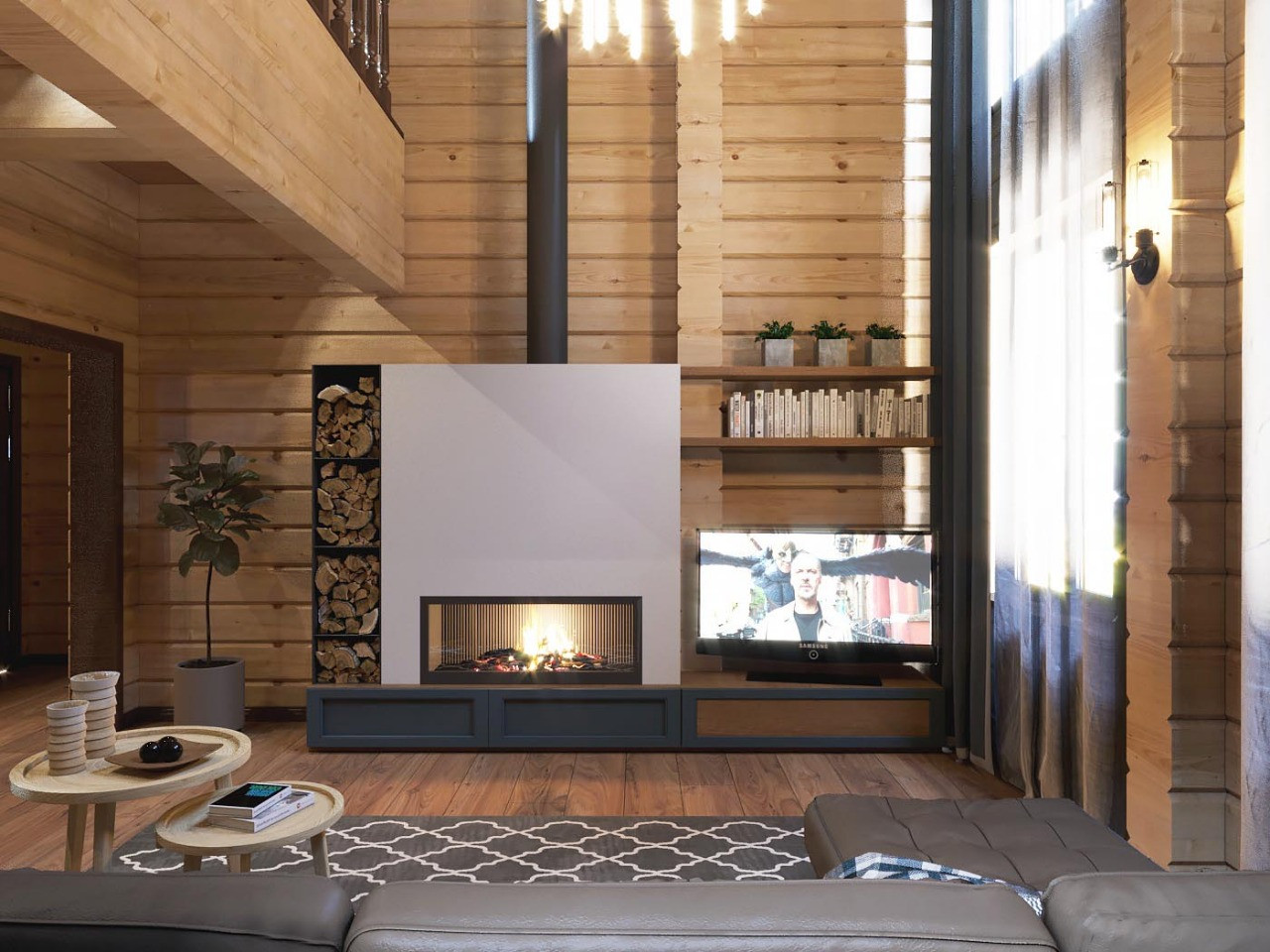 камин в гостиной