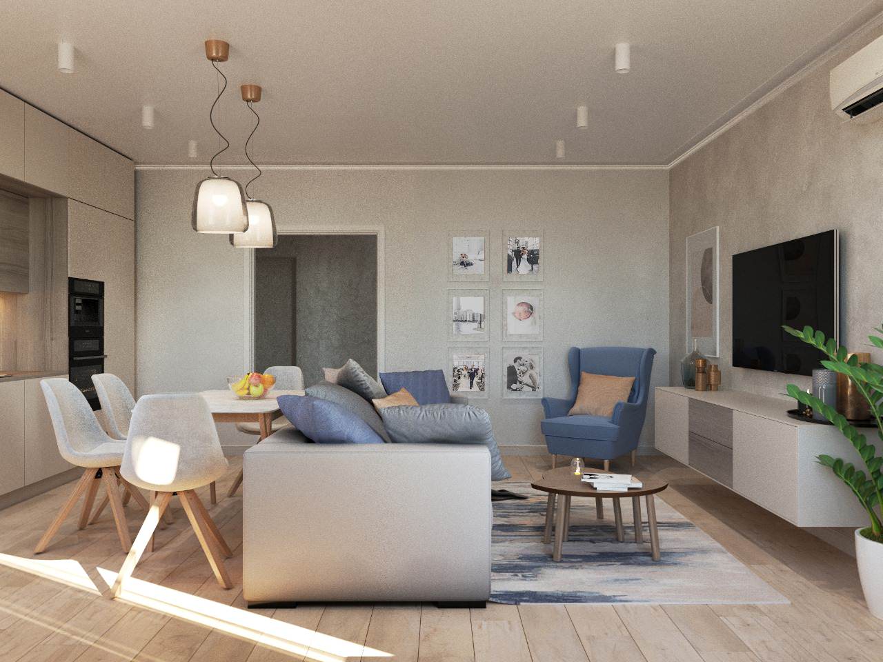 Дизайн проект квартиры 73кв.м. в пос. Зубово ЖК "Зубово-Лайф 2" для семейной