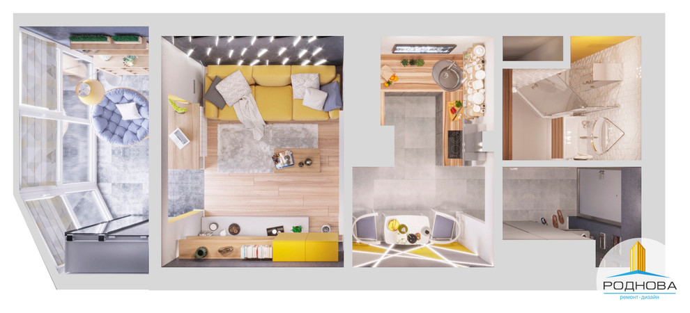 Дизайн проект квартиры студии 28 кв.м.