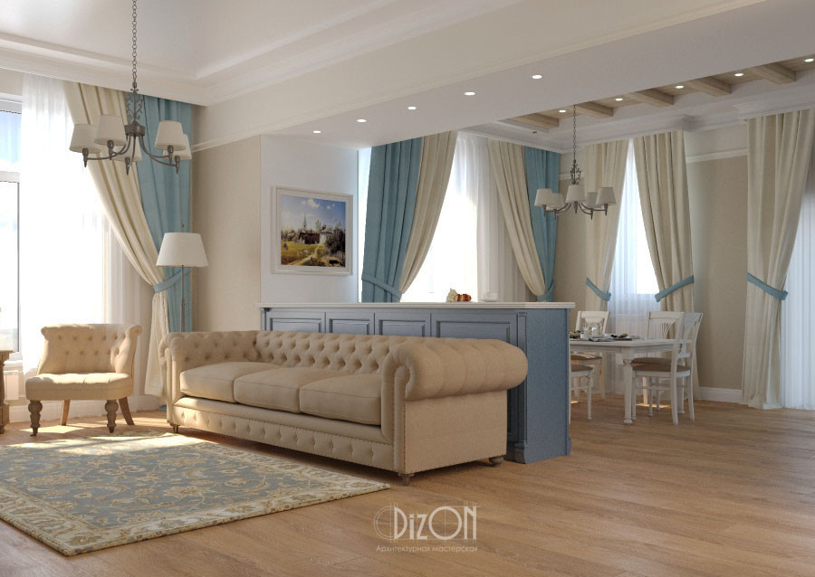 Кухня-гостиная в стиле прованс