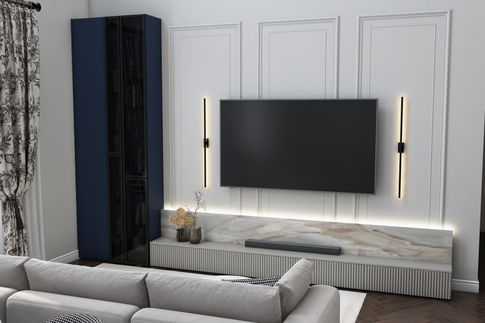 Обложка проекта: Кухня-гостиная в коттедже 1