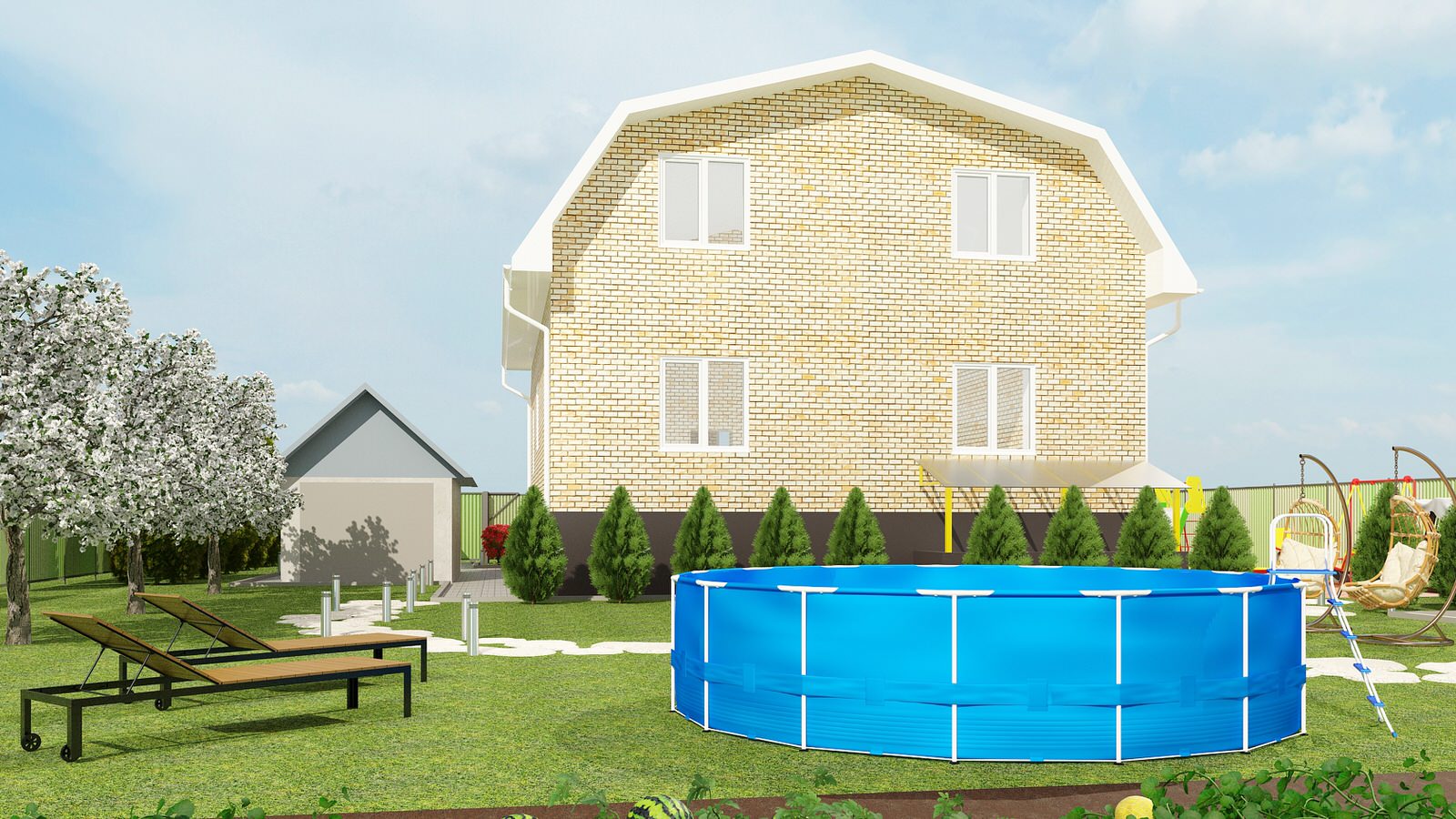 Ландшафтный дизайн территории загородного дома Омская обл