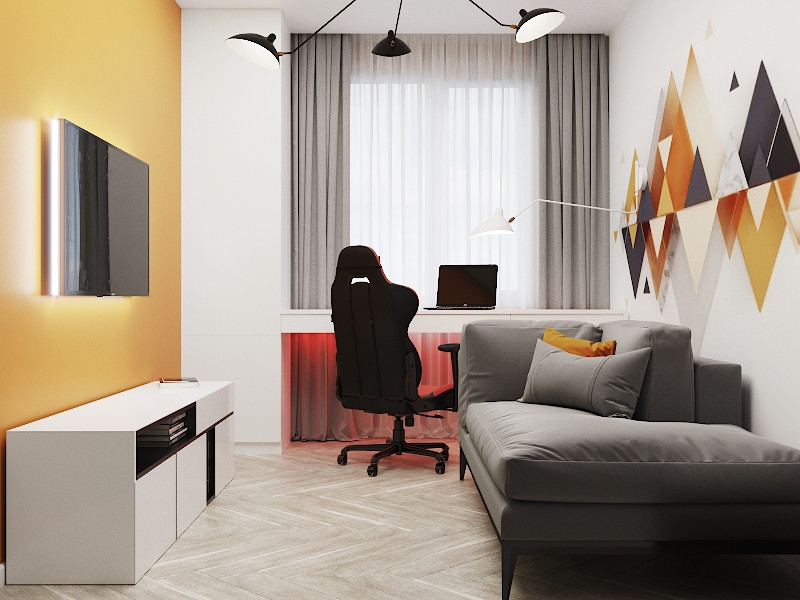 Интерьер квартиры в оранжевом цвете