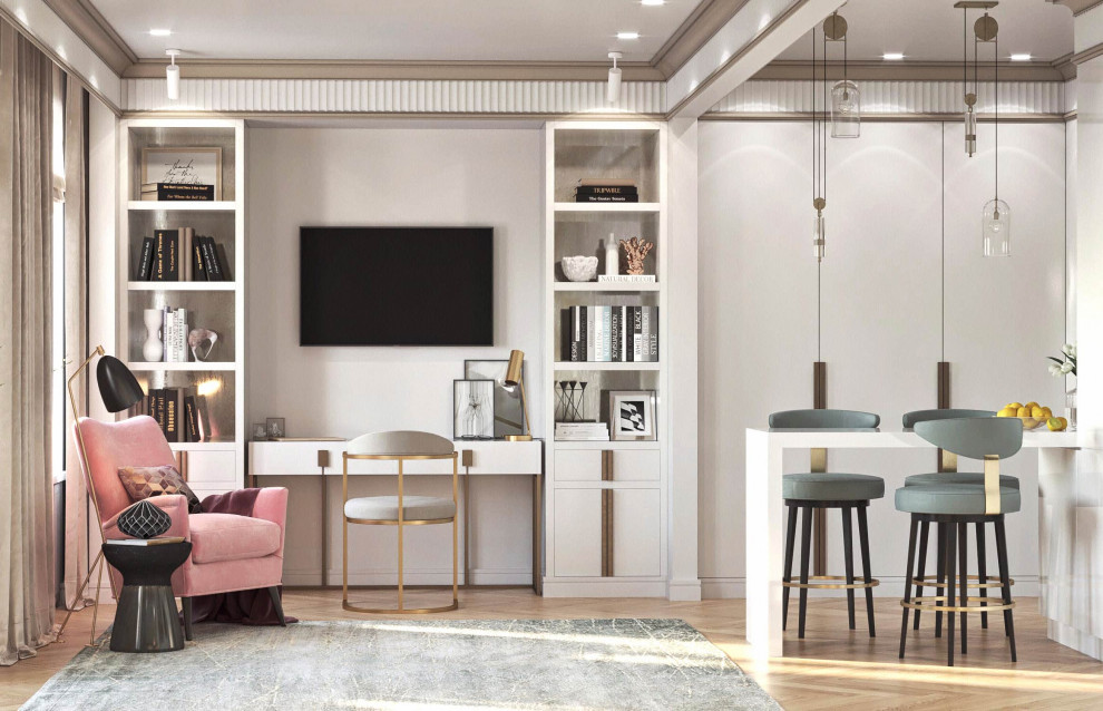 Дизайн интерьера квартиры-студии для современной модной девушки