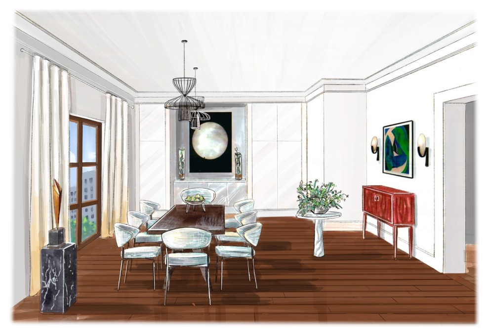 Проект лаунж комнаты (гостиная,совмещенная со столовой)