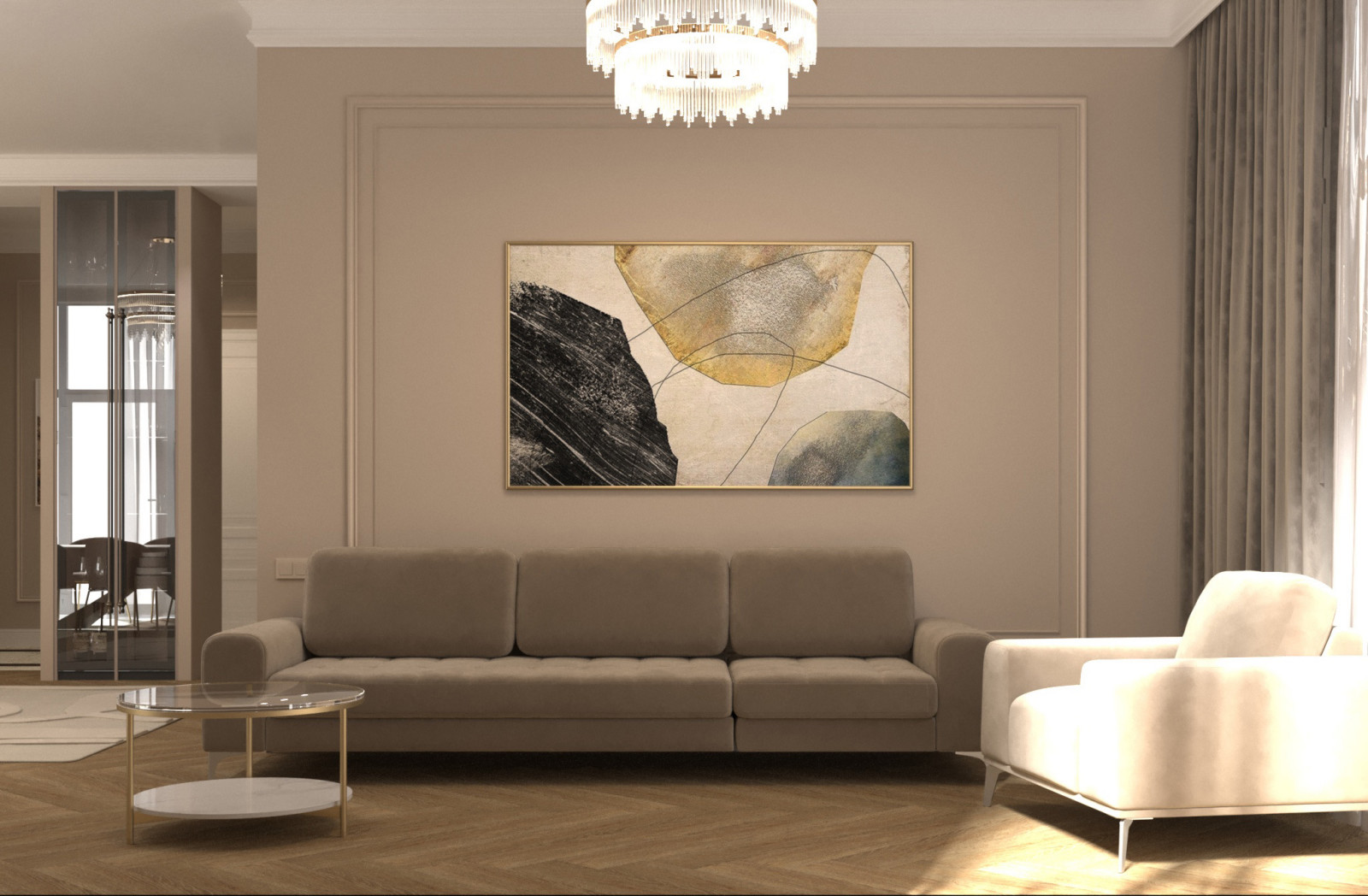 Кухня-гостиная в квартире 160 м2 в ЖК LIVE-Кутузовский.