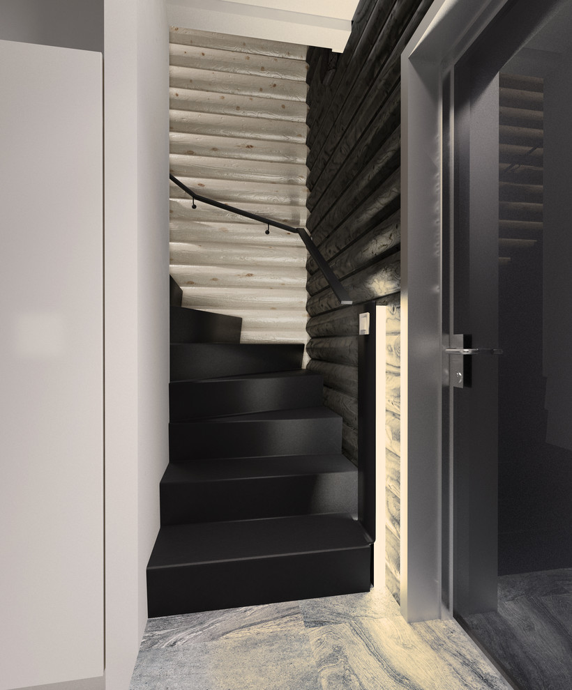 Современный интерьер в срубовом доме