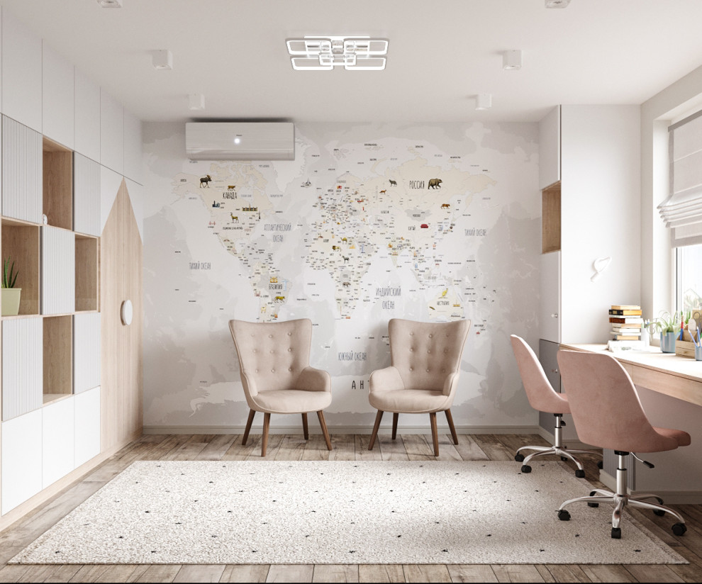 Современные оттенки серого и уютного дерева)