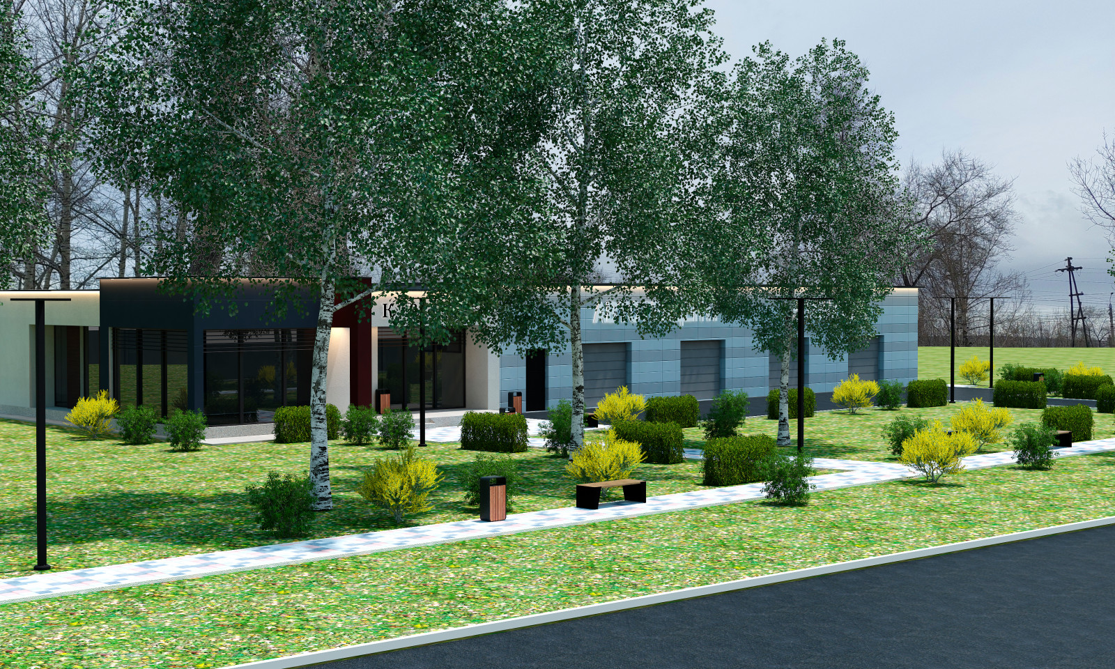 Кафе с блоком обслуживания автомобилей