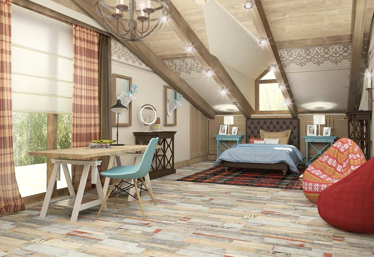 дестские комнаты в мансардных помещениях