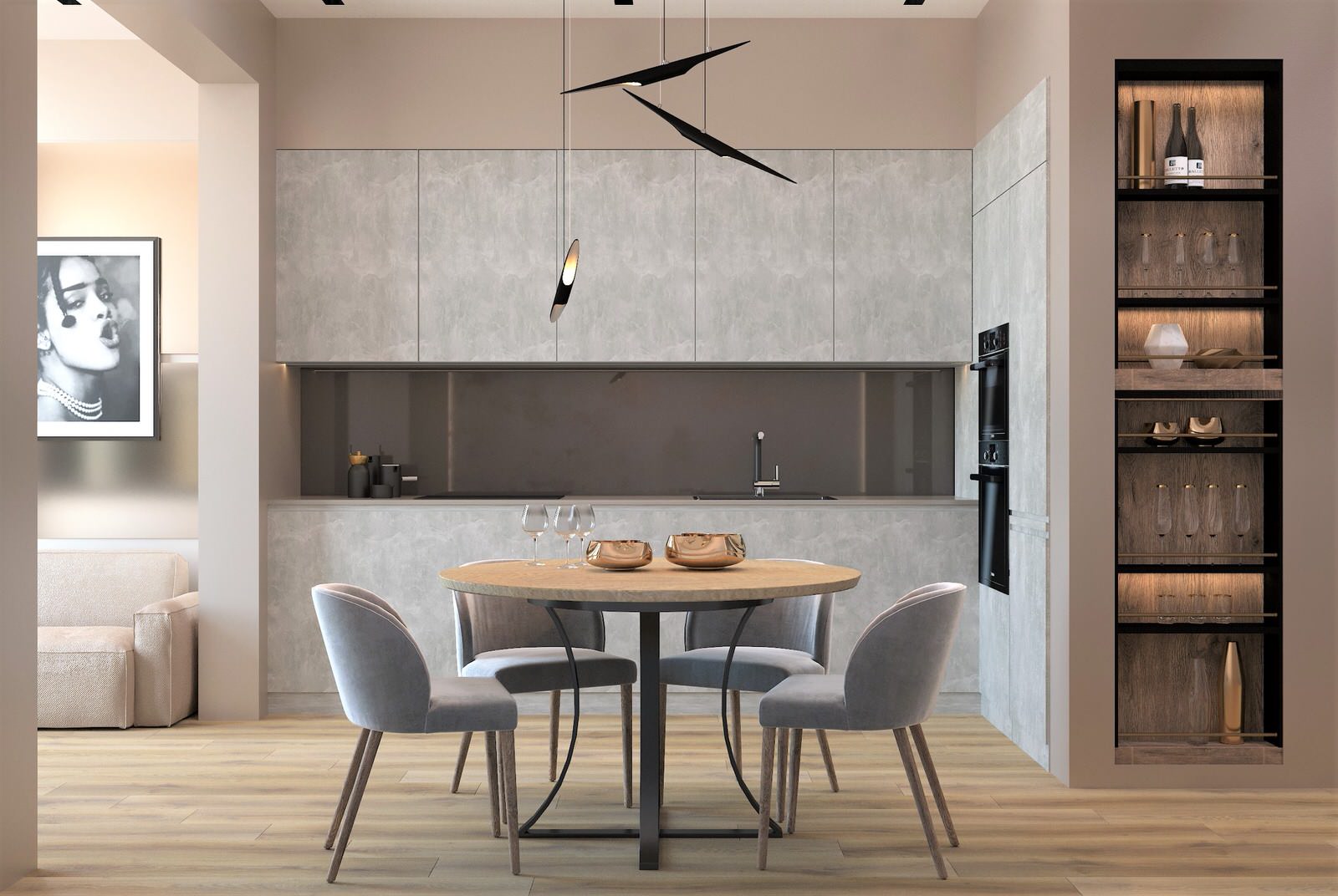 Двухкомнатная квартира в современном стиле с преобладанием древесных акцентов