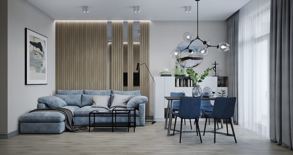 Современный стиль в синих тонах. Квартира в Сталинском доме.