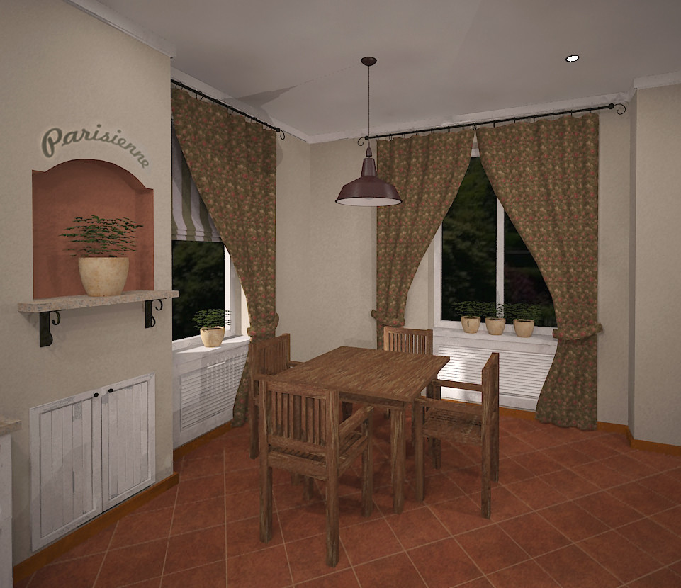 кухня-гостиная в стиле кантри