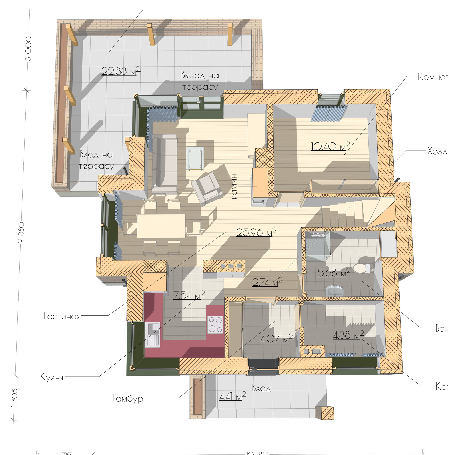 Одноэтажный дом с мансардой.