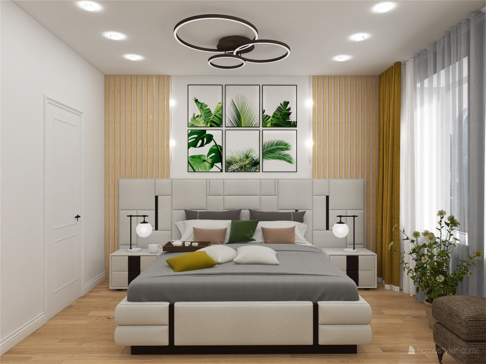 Квартира для семьи из трех человек с акцентами зеленого