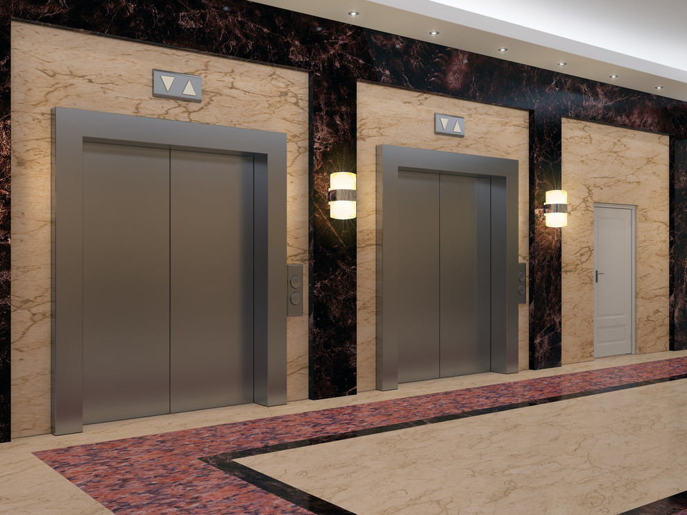 Лифтовой холл БЦ. 3D визуализация.