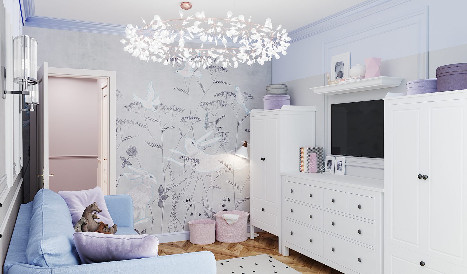 Дизайн-проект 2-х комнатной квартиры 55 м кв, в неоклассическом стиле