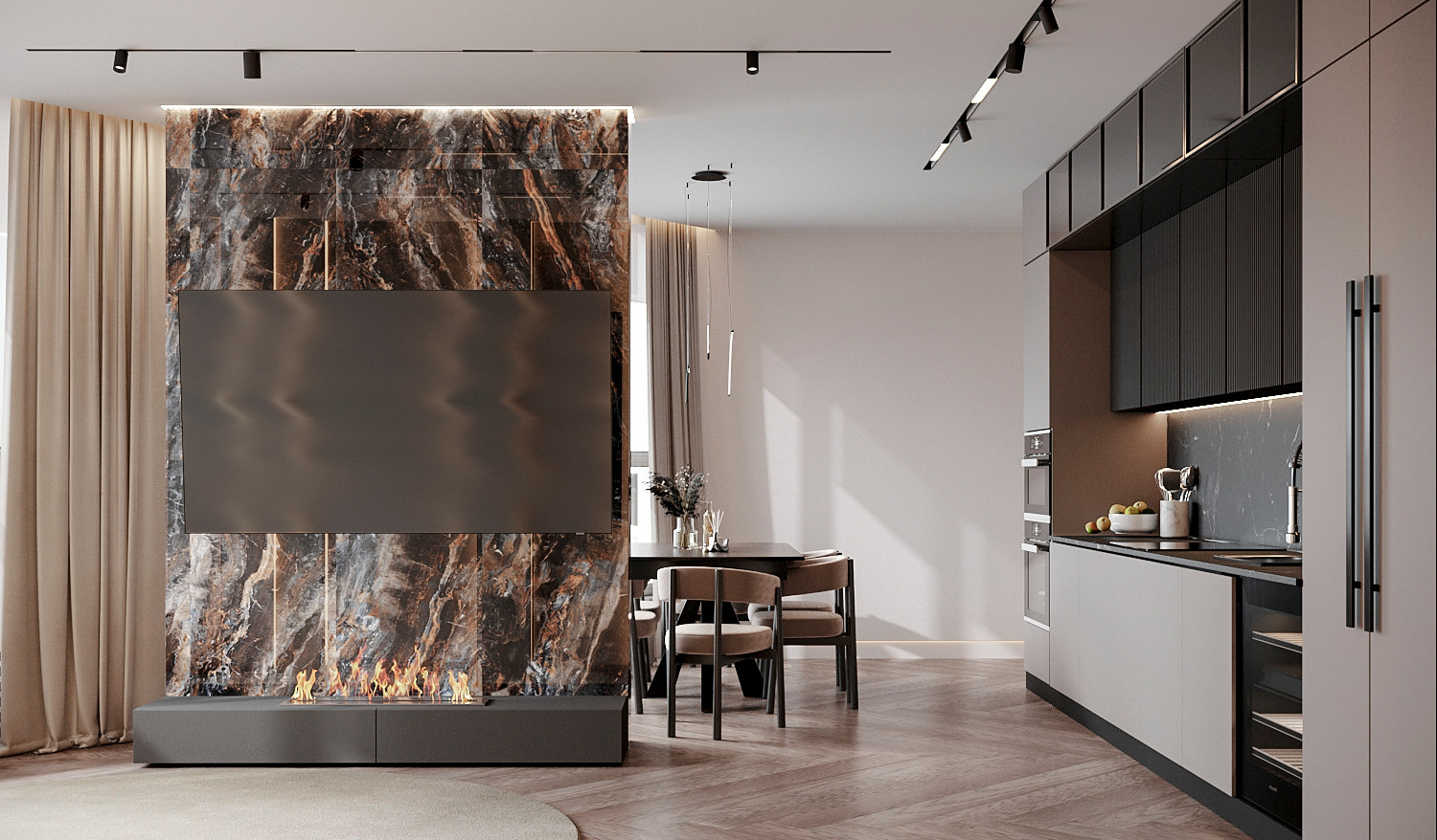 Обложка проекта: Квартира в современном стиле в древесных тонах