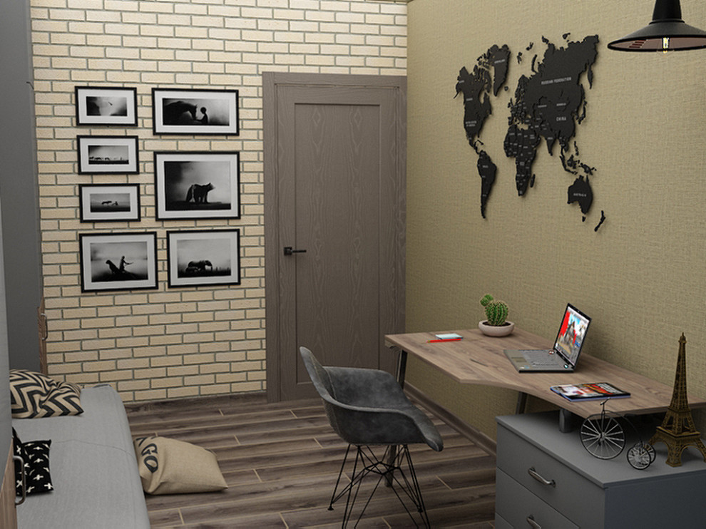 Обложка проекта: дизайн интерьера кабинета в 3-х комнатной квартире