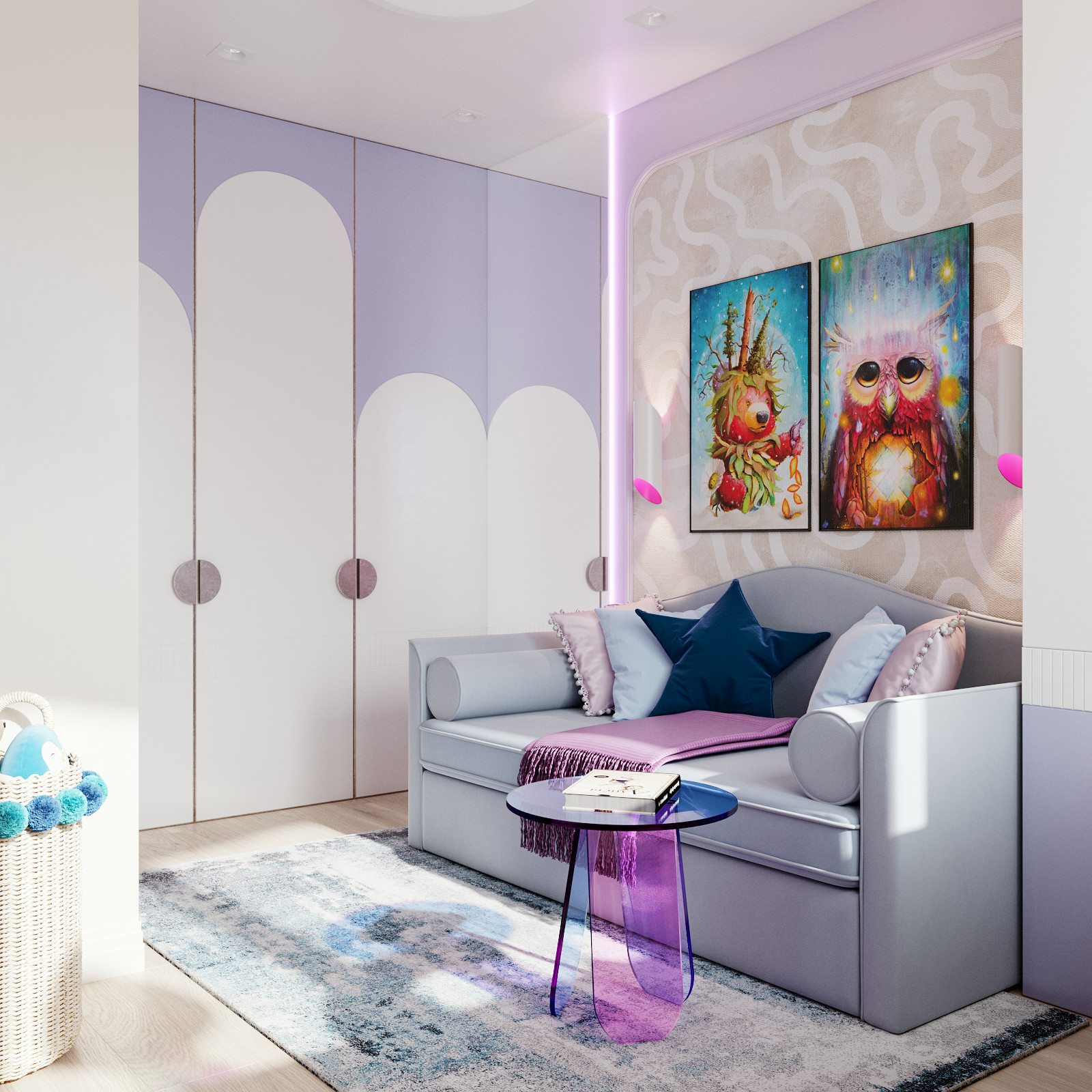 Интерьер детской комнаты для маленькой принцессы в ЖК Лучи