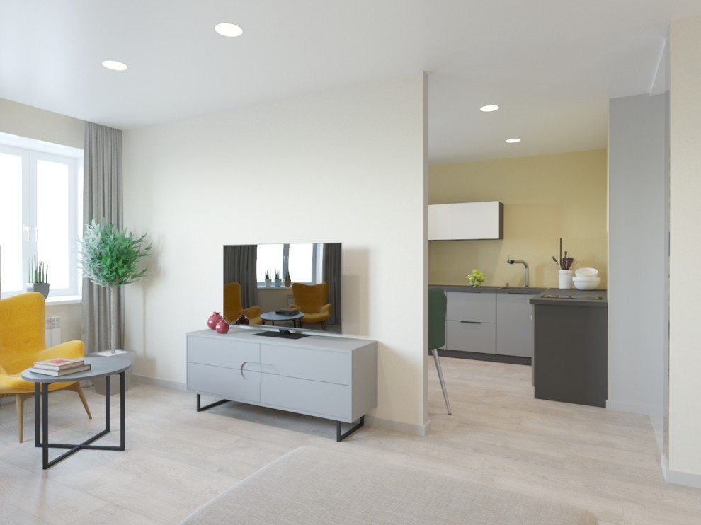 Однокомнатная квартира в желтых тонах