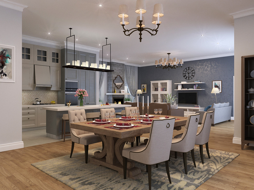 Коттедж в Пестово, гостиная-кухня-столовая