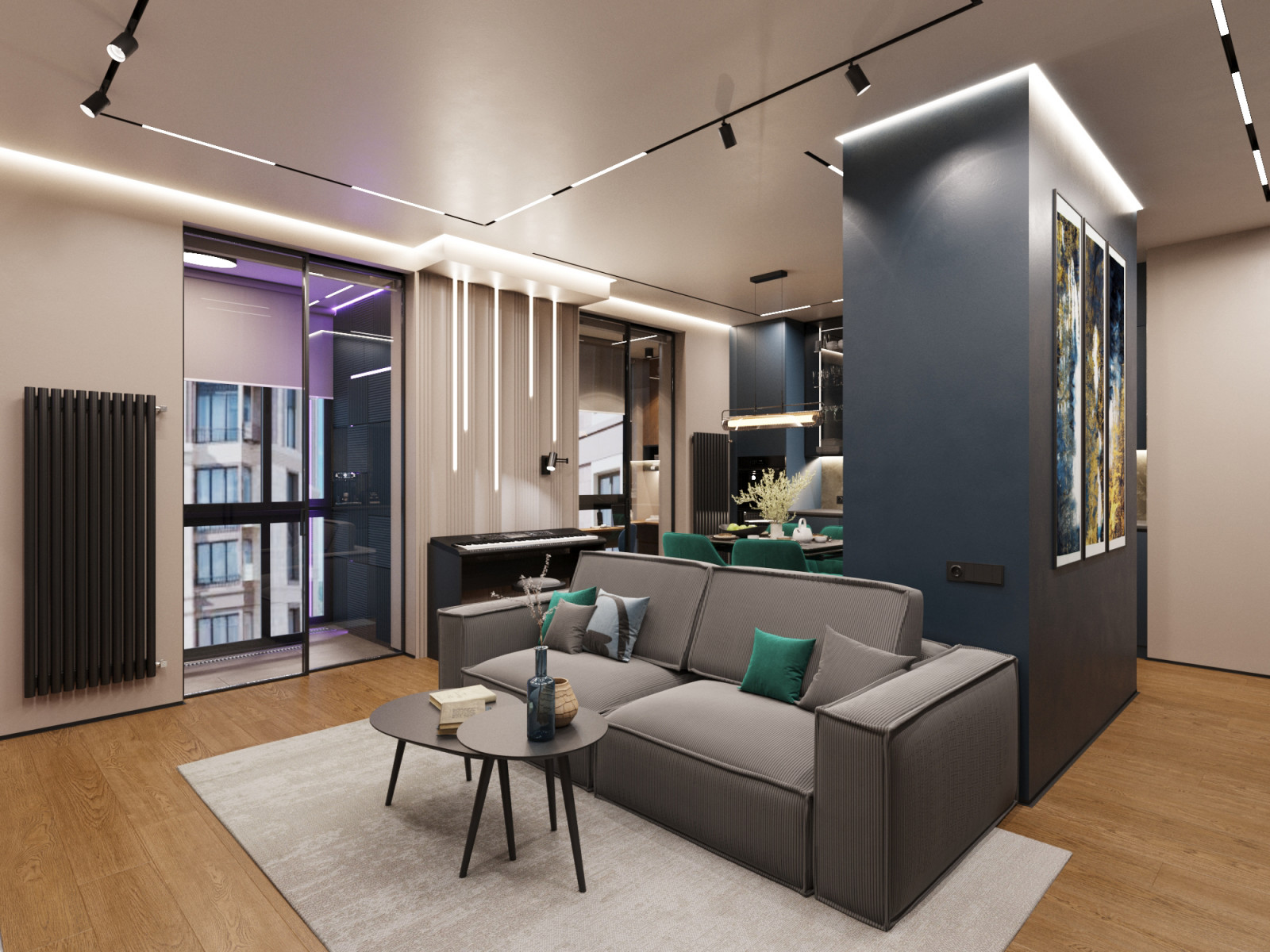 Дизайн-проект квартиры в темно серых тонах