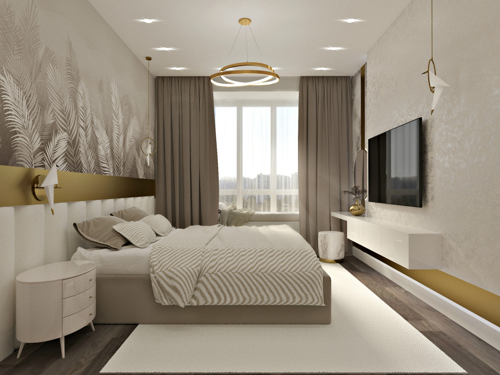 Спальня и кухня в светлых тонах