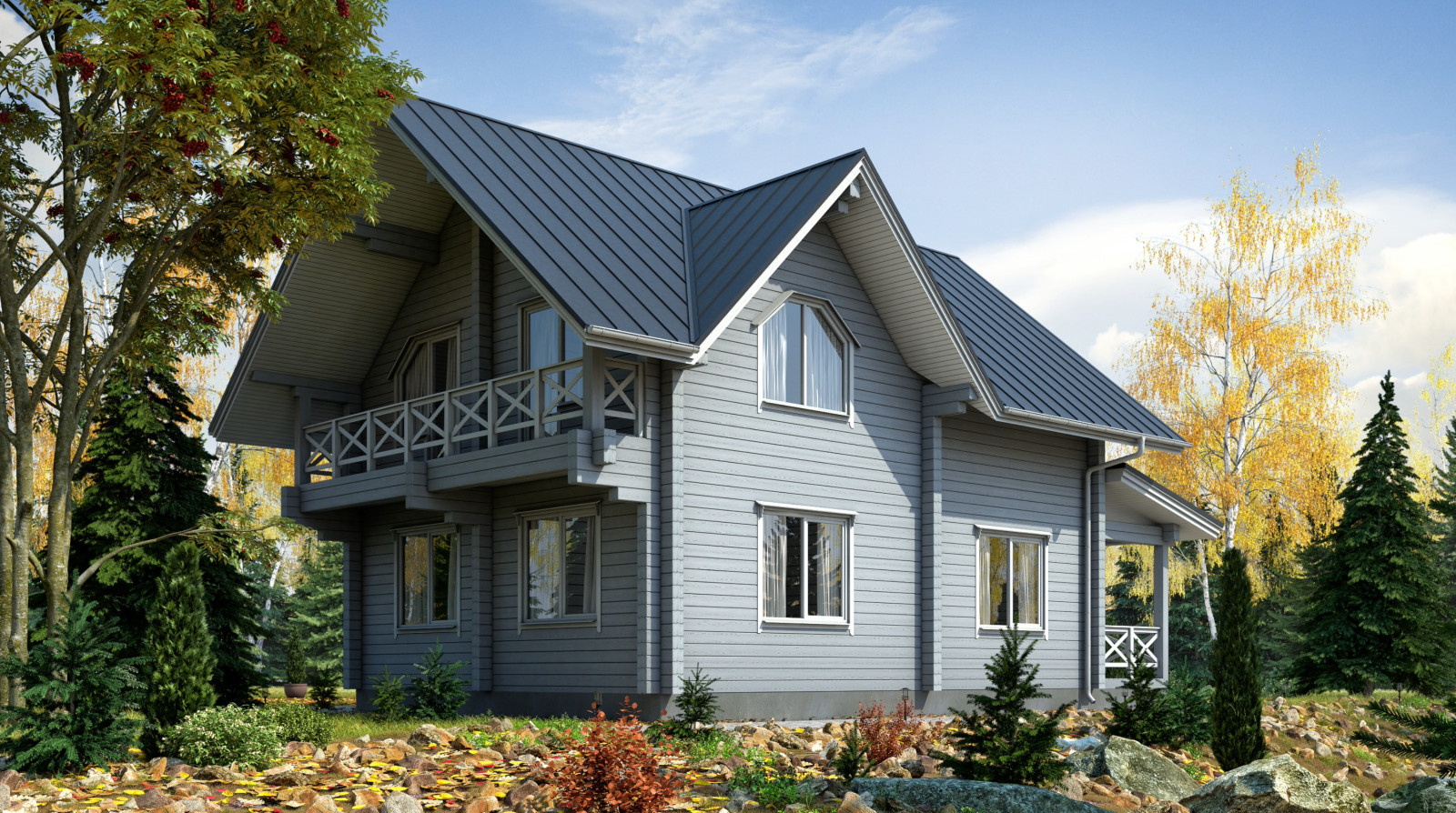 Деревянный дом по проекту 56-ПБ