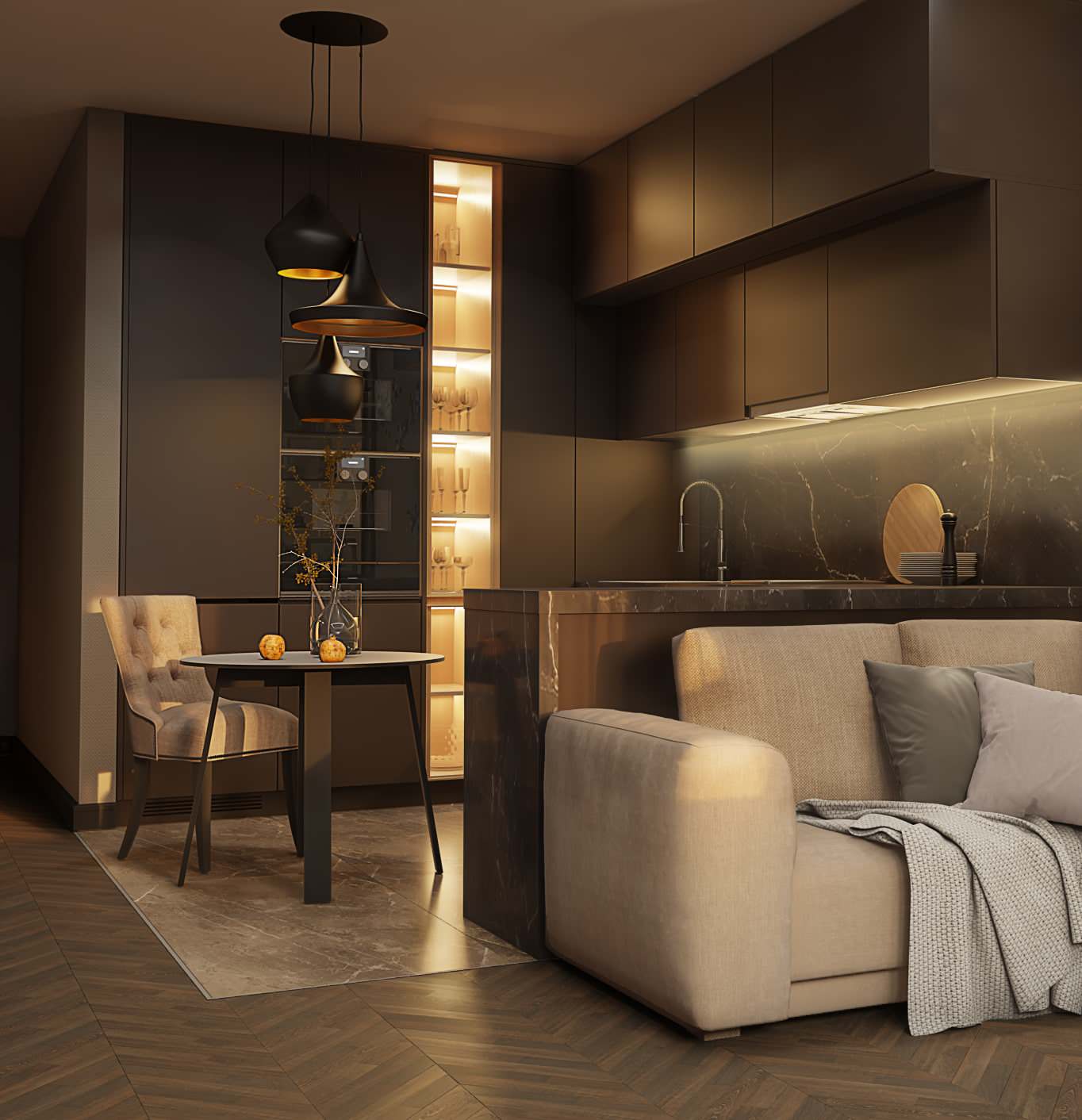 Квартира в теплых тонах