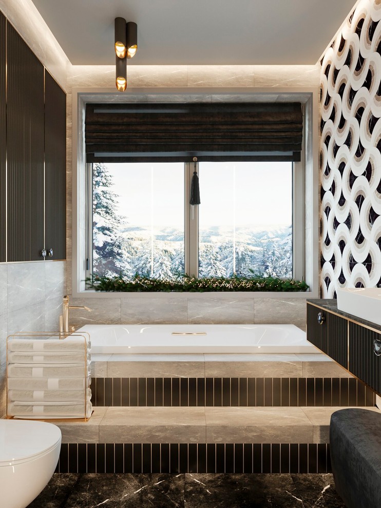 Дизайн - проект ванной комнаты  с окном . Казань , 2019