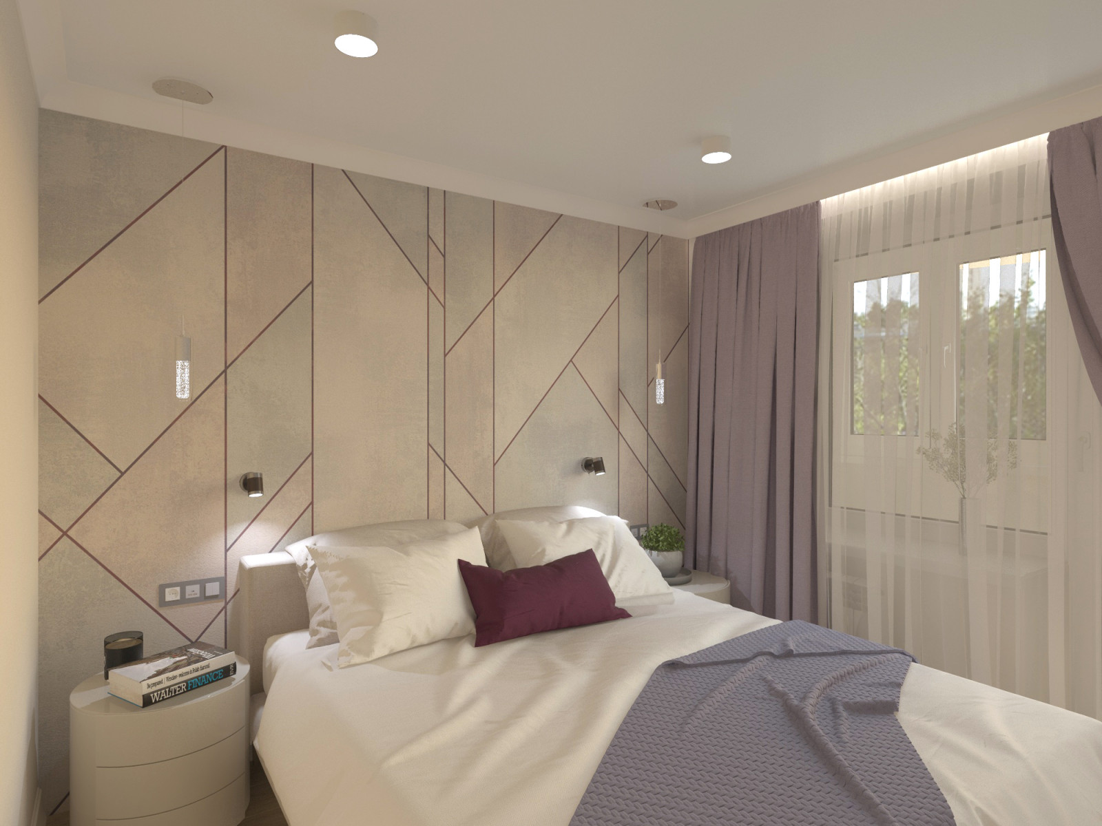 декорированная стена в изголовье