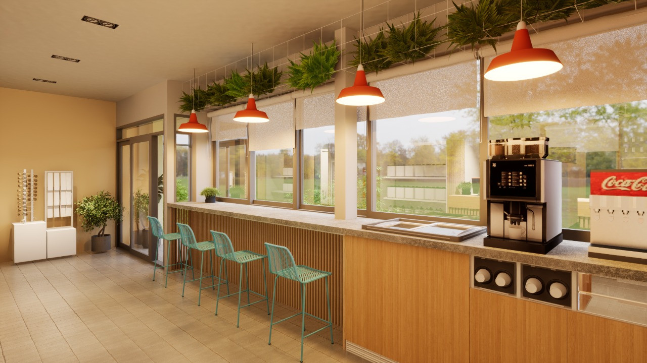 Интерьер кафе и магазина сети заправок "Апельсин", Рославль