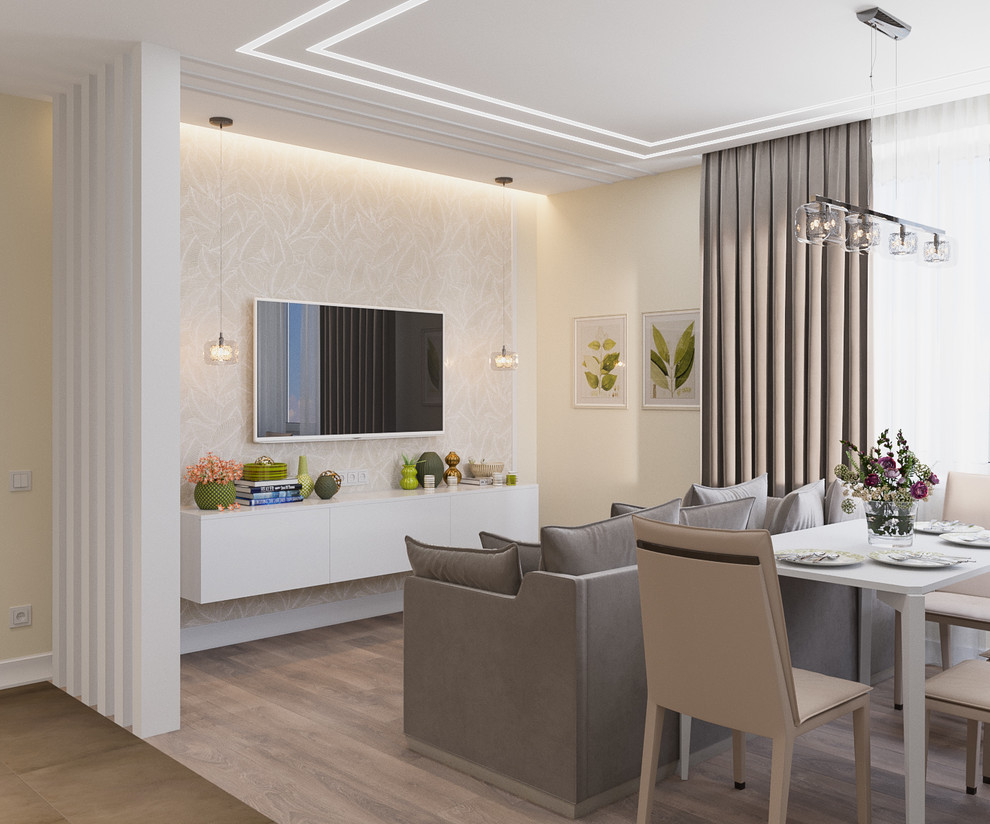 Обложка проекта: гостиная совмещенная с кухней