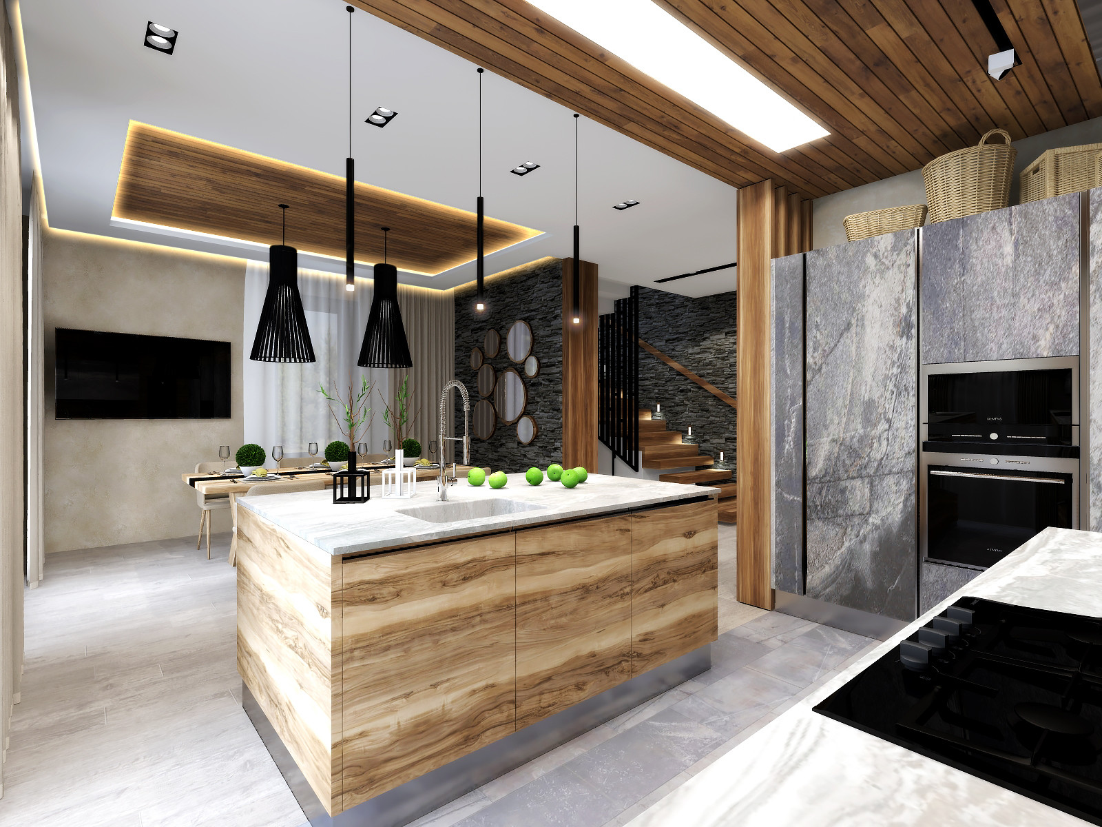 Кухня-гостиная загородного дома