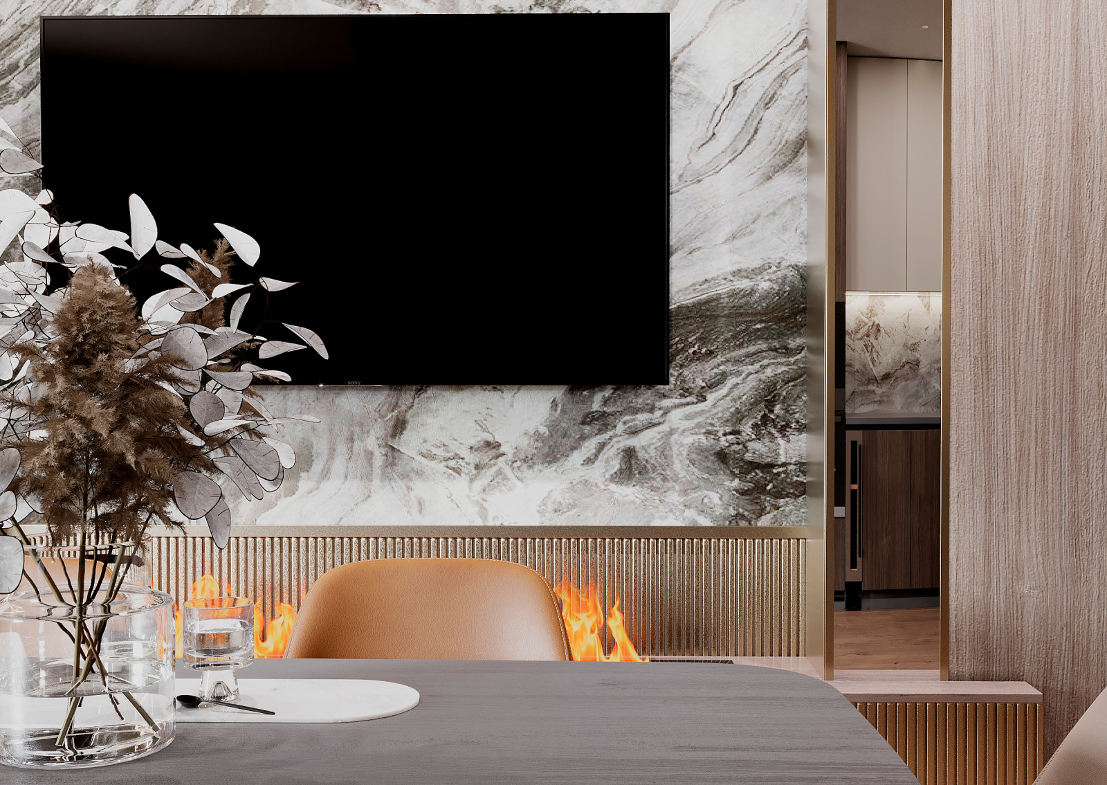 Гостиная-кухня в квартире в ЖК "Discovery Residence" Екатеринбург