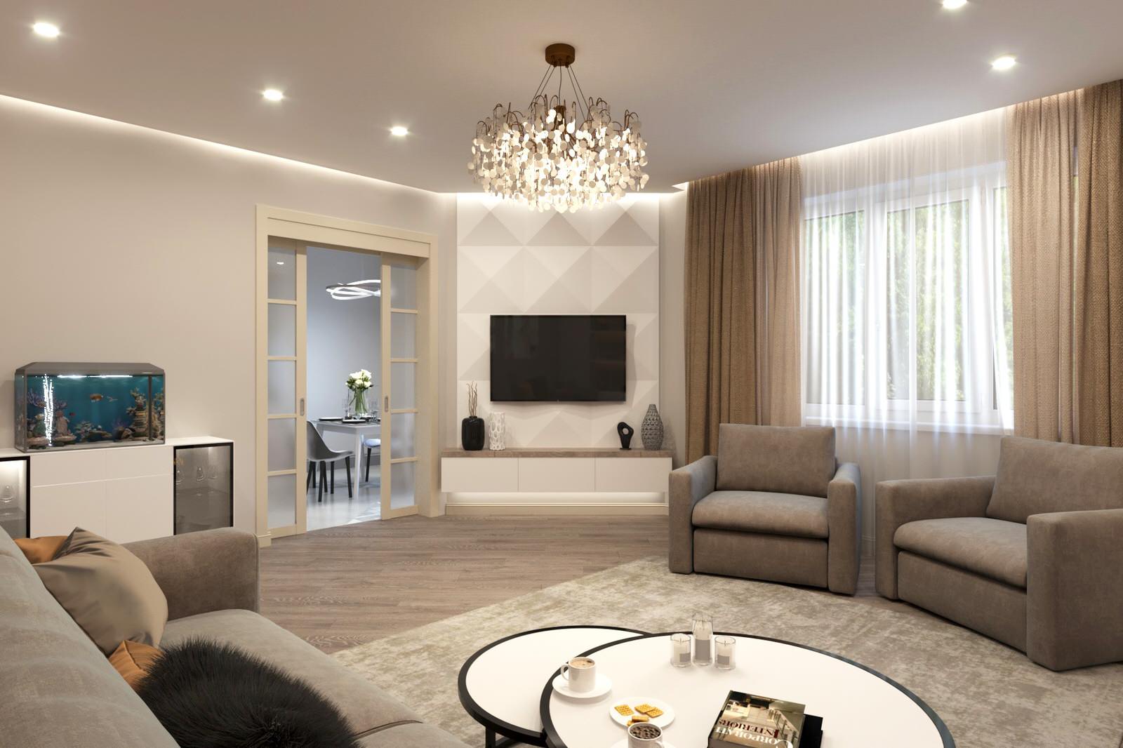 Обложка проекта: Кухня - гостиная в коттедже