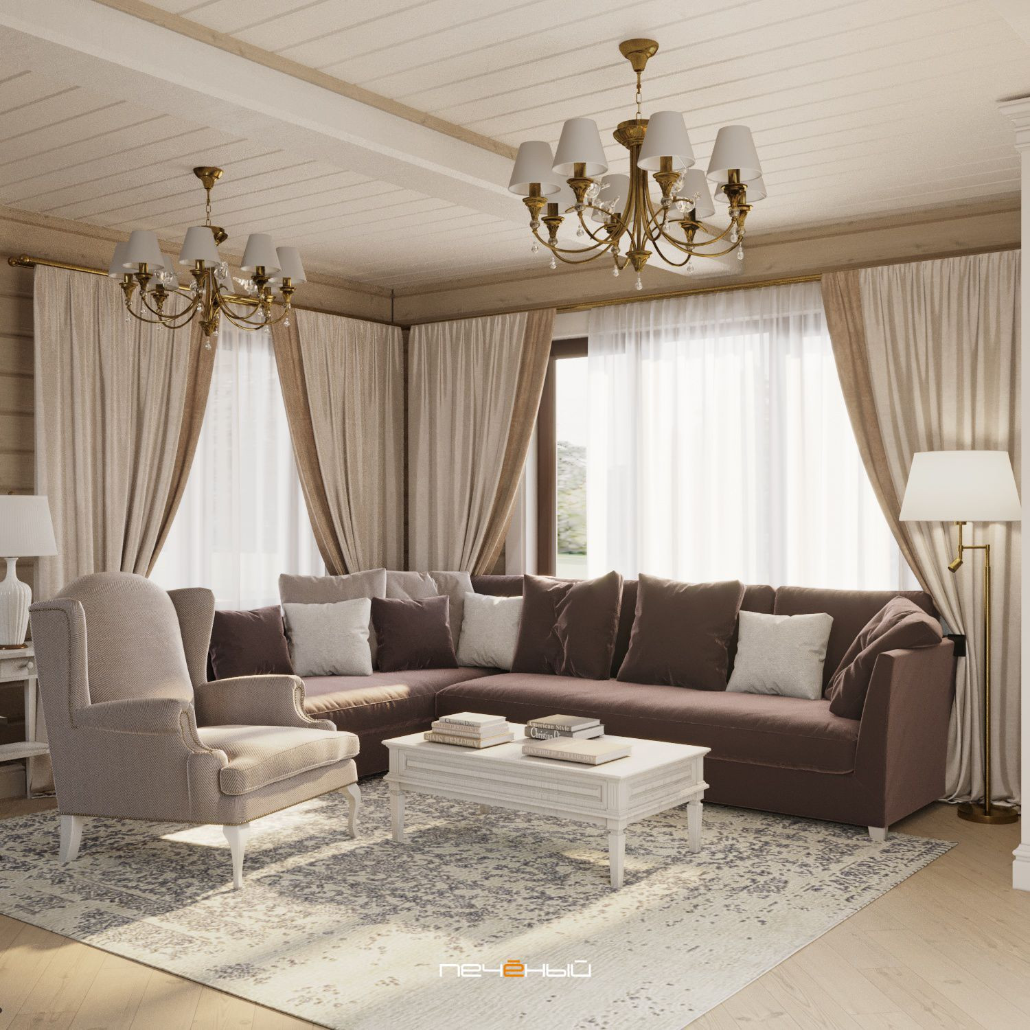 Дизайн интерьера загородного дома для большой семьи