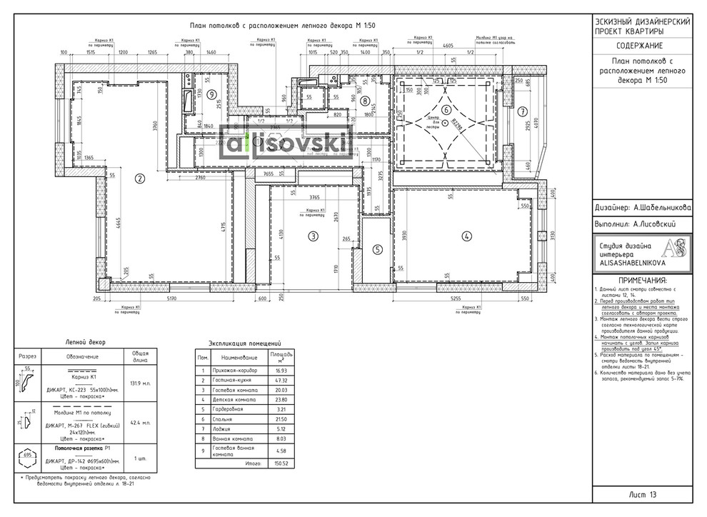 Проект рабочей документации (чертежей) для многокомнатной квартиры