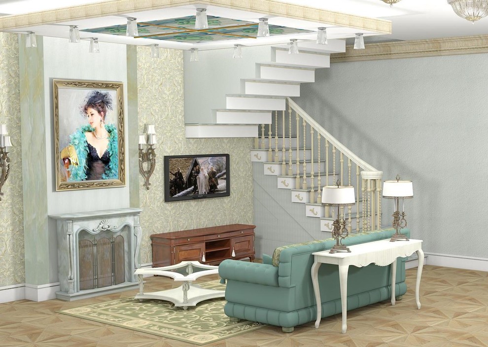 Гостиная с дамой в бирюзовом