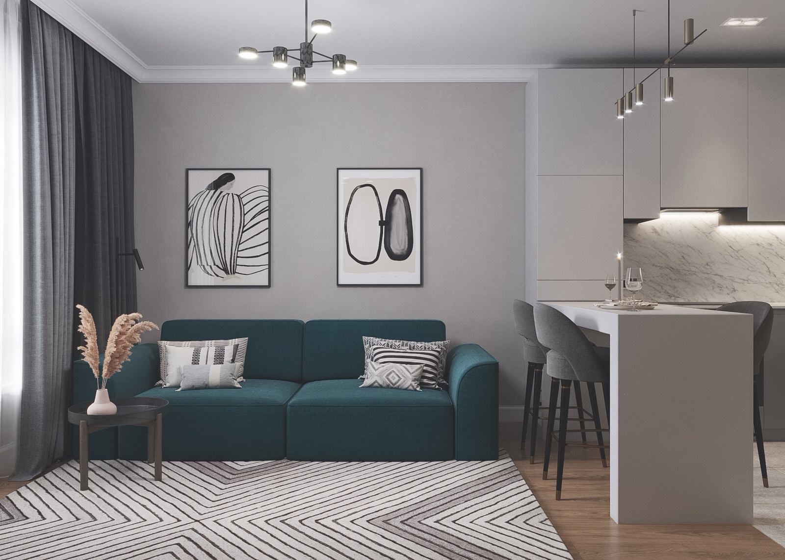 Обложка проекта: Кухня-гостиная + прихожая в ЖК от Пик