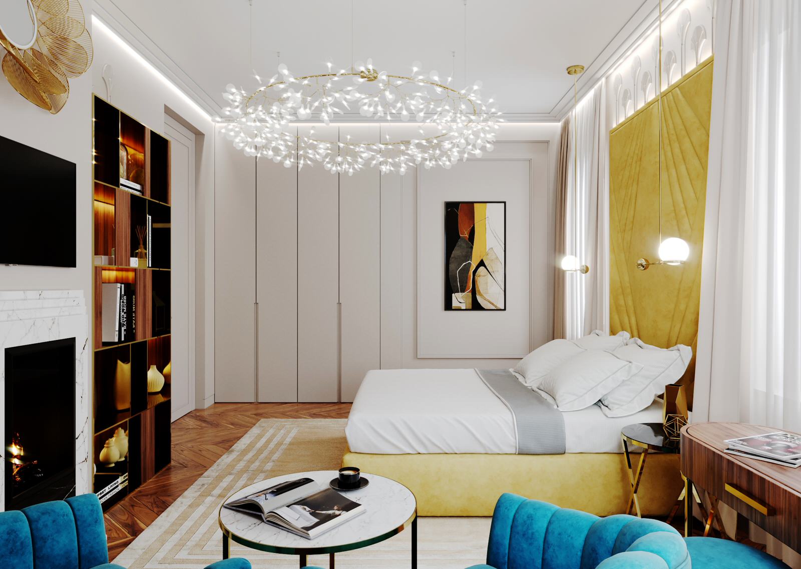 Изысканность загородного дома в смешанном стиле Ар Деко и Американской классики