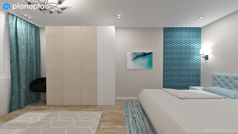 Яркая однокомнатная квартира с гардеробной и без (2 варианта планировки)