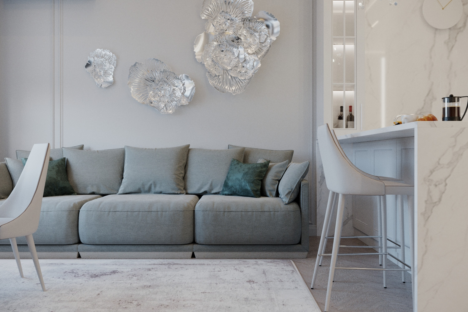 Дизайн проект квартиры в стиле легкая классика ЖК Сердце столицы